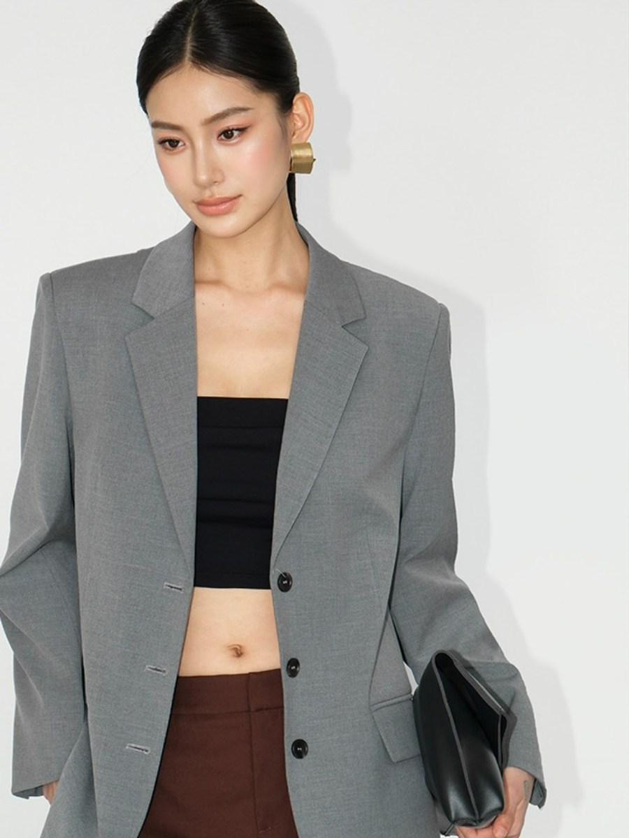 Jefferson Back Slit Oversized Blazer-The Black Bow-