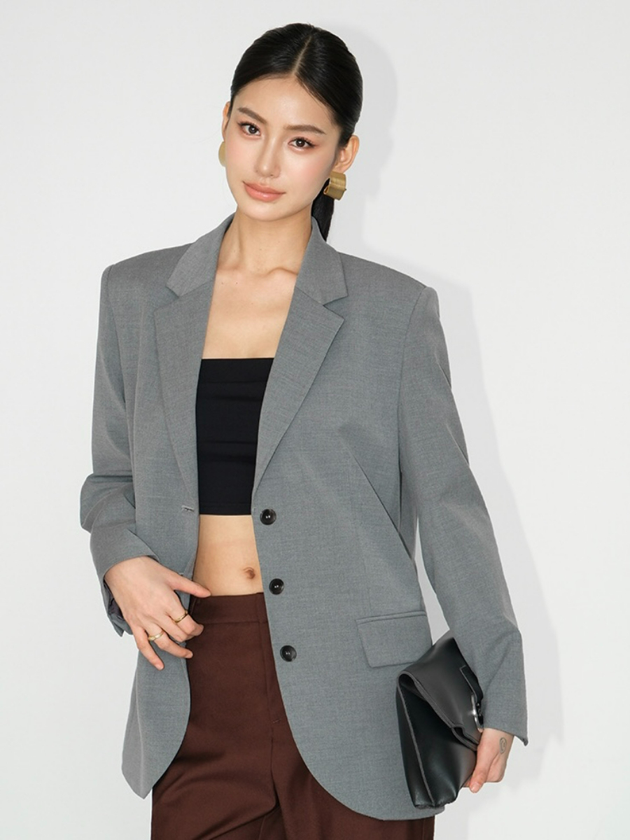 Jefferson Back Slit Oversized Blazer-The Black Bow-