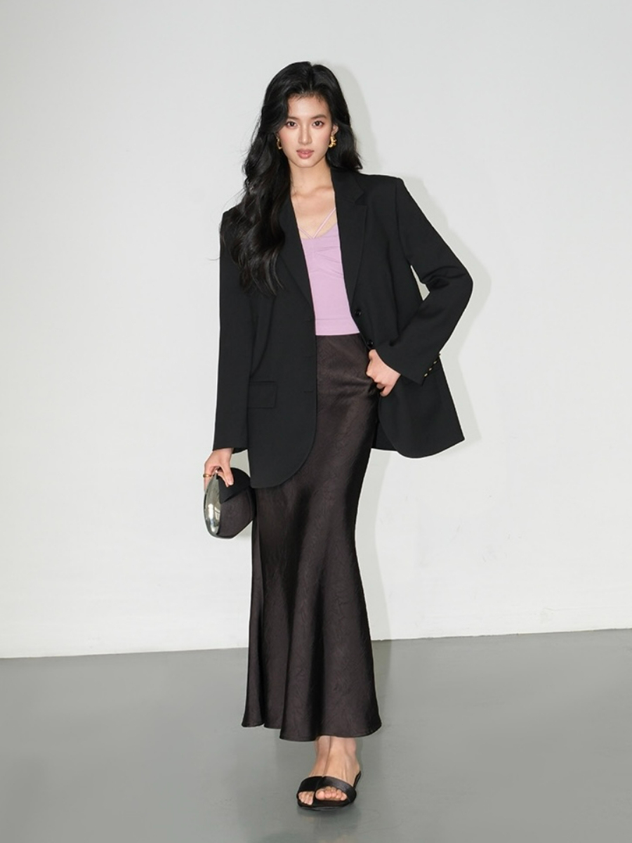 Jefferson Back Slit Oversized Blazer-The Black Bow-