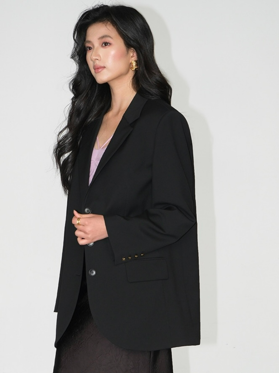 Jefferson Back Slit Oversized Blazer-The Black Bow-