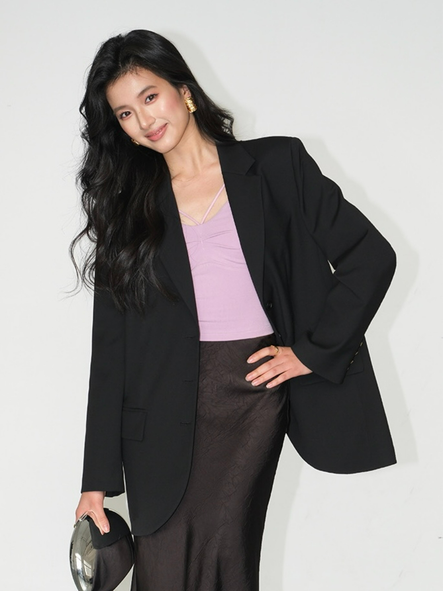 Jefferson Back Slit Oversized Blazer-The Black Bow-