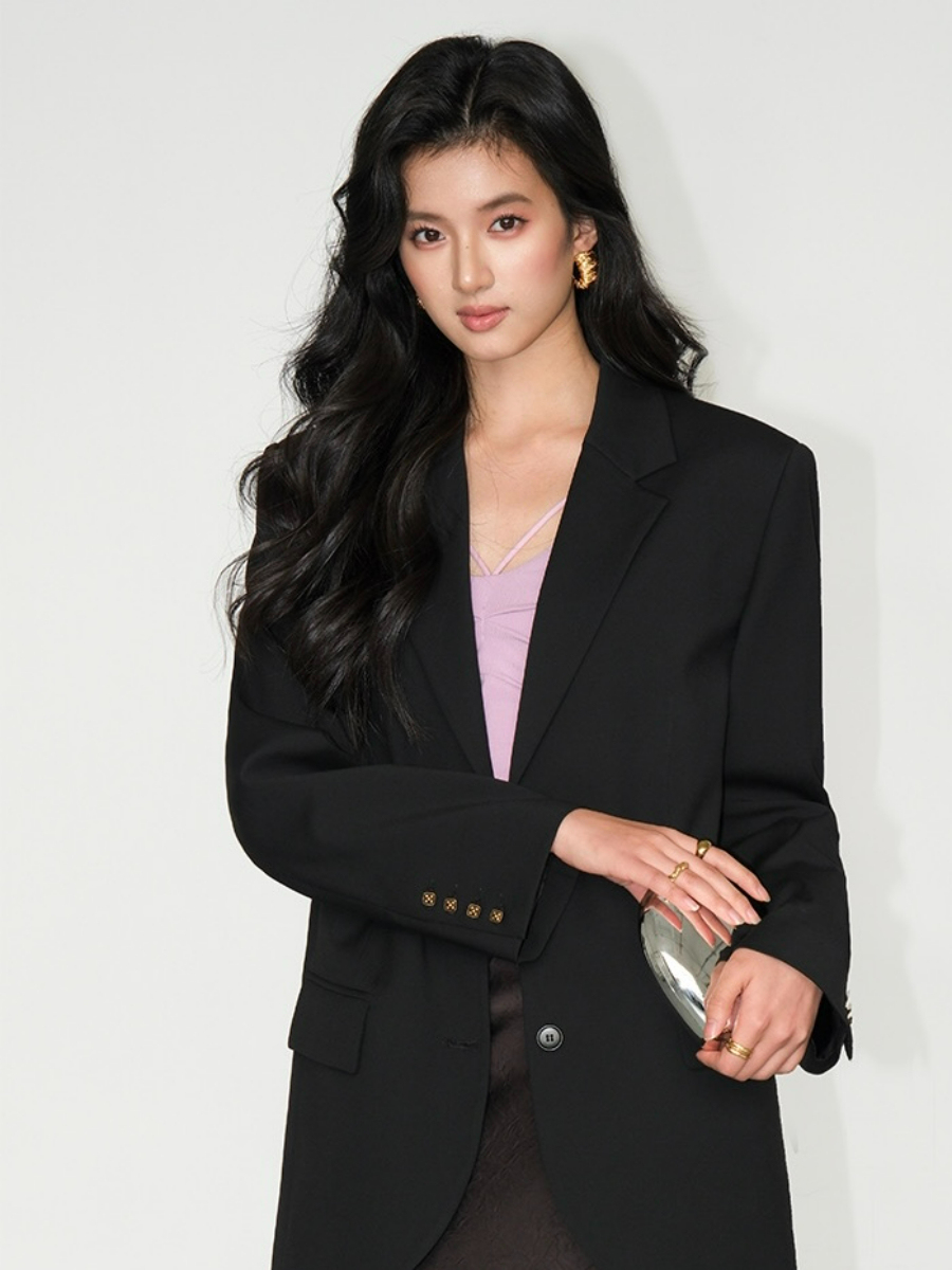 Jefferson Back Slit Oversized Blazer-The Black Bow-