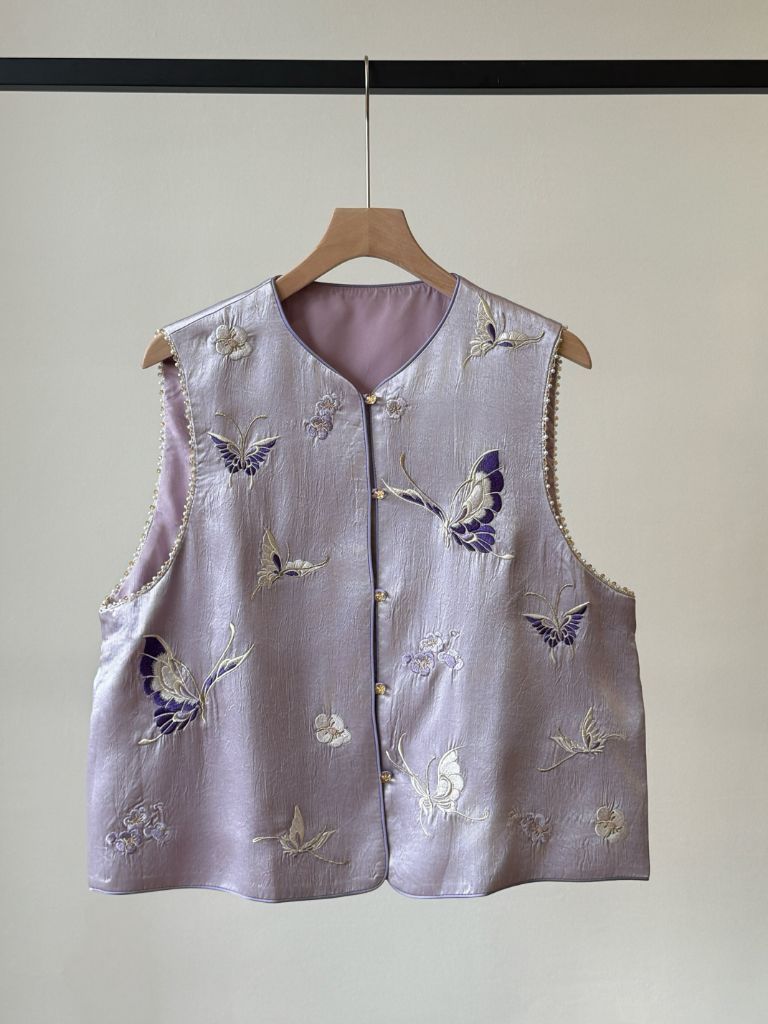 Shuang Die Butterfly Embroided Oriental Vest