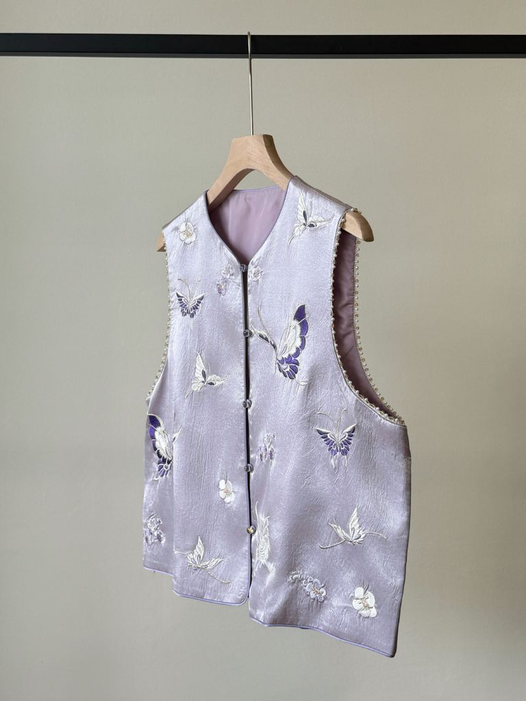 Shuang Die Butterfly Embroided Oriental Vest