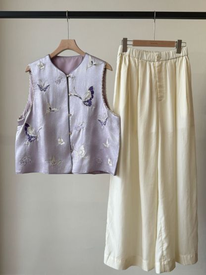 Shuang Die Butterfly Embroided Oriental Vest