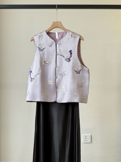 Shuang Die Butterfly Embroided Oriental Vest