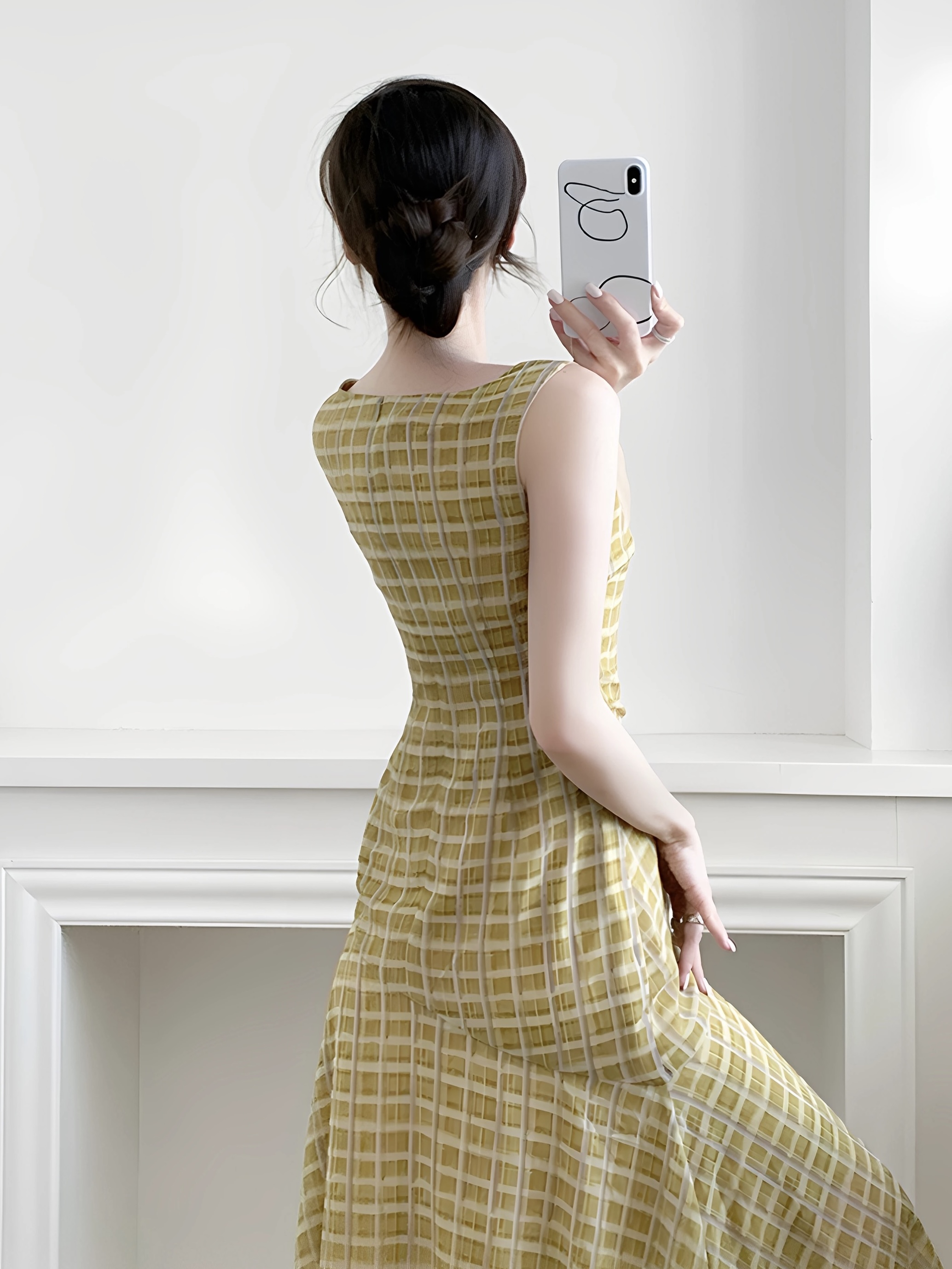 Mavys Vintage Check Bias-Cut Dress