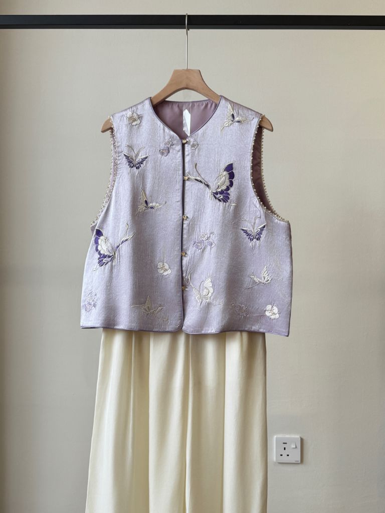 Shuang Die Butterfly Embroided Oriental Vest