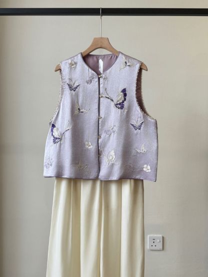 Shuang Die Butterfly Embroided Oriental Vest