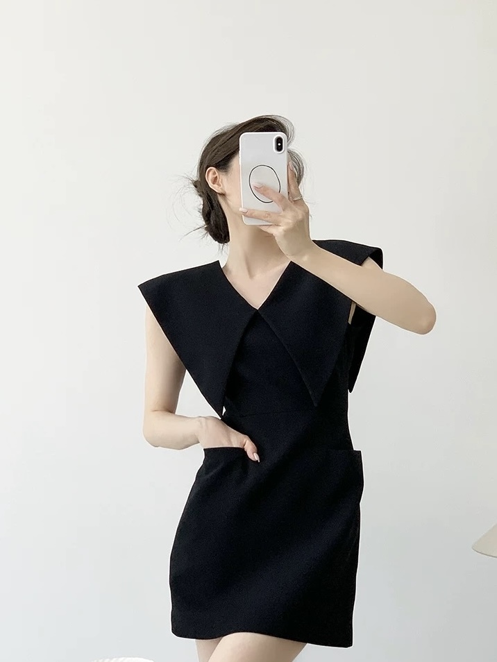 Moriah Flap Collar Structured Mini Dress