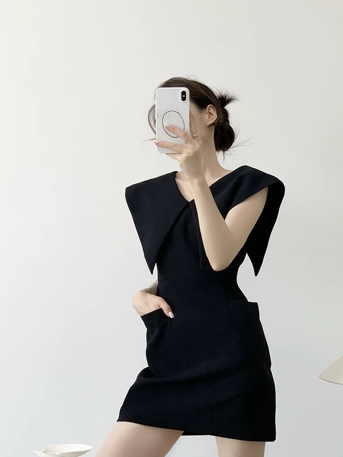 Moriah Flap Collar Structured Mini Dress