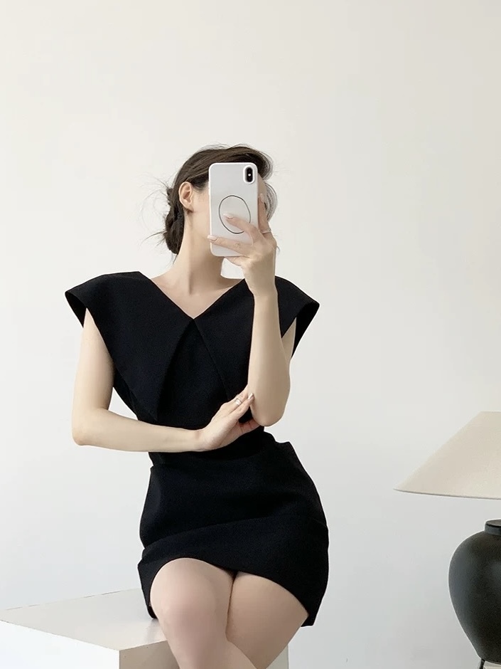 Moriah Flap Collar Structured Mini Dress