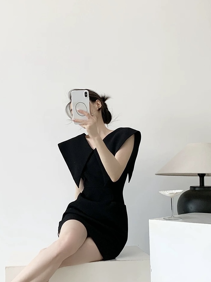 Moriah Flap Collar Structured Mini Dress