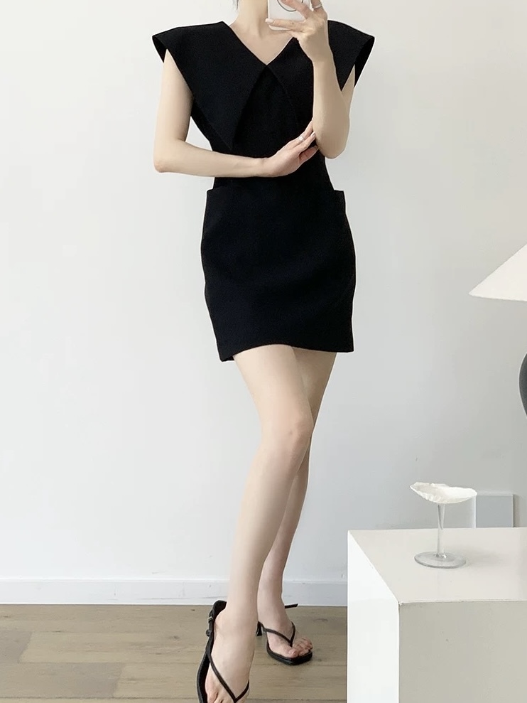 Moriah Flap Collar Structured Mini Dress