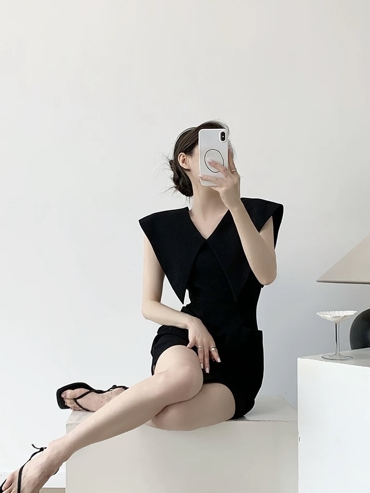 Moriah Flap Collar Structured Mini Dress