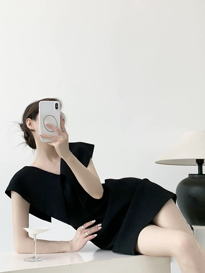 Moriah Flap Collar Structured Mini Dress