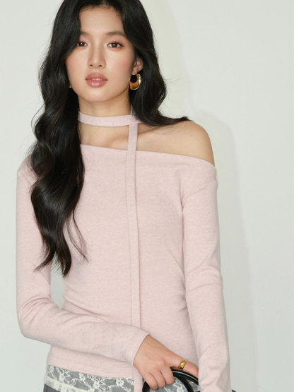 Jaylin Lacey Trim One Shoulder Top-The Black Bow-