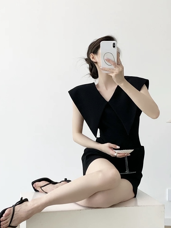 Moriah Flap Collar Structured Mini Dress