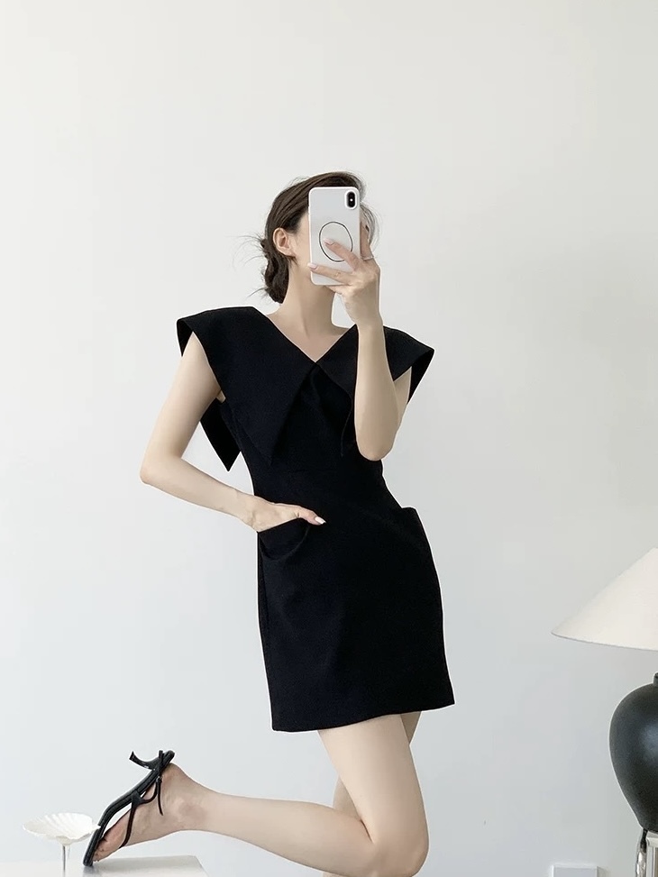 Moriah Flap Collar Structured Mini Dress