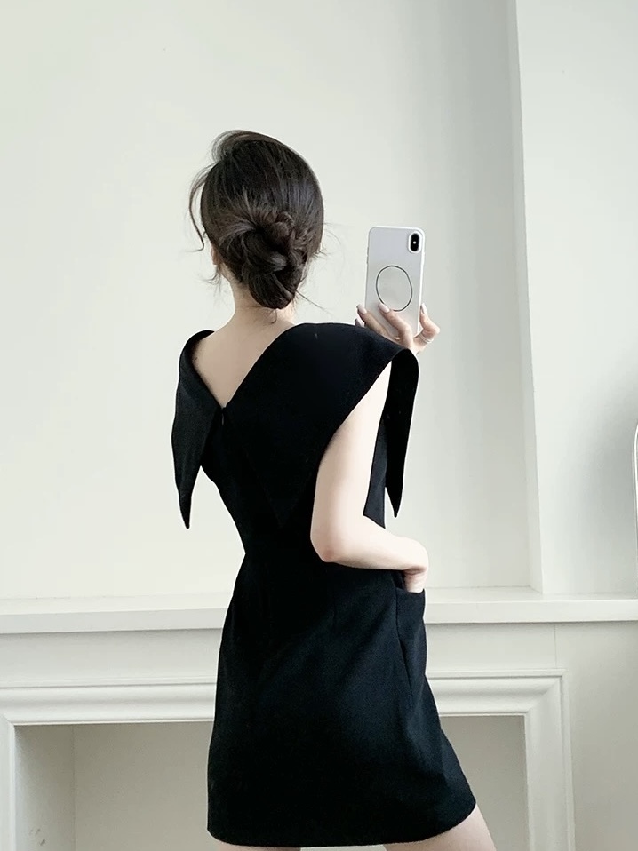 Moriah Flap Collar Structured Mini Dress