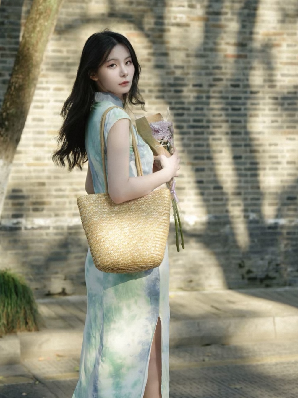 Ci Shan Water Colour Cap Sleeve Cheongsam