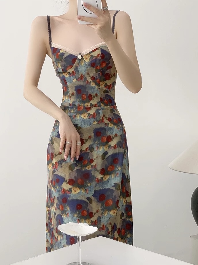 Mayja Vintage Floral Printing Skim Dress
