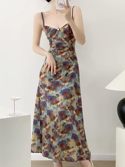 Mayja Vintage Floral Printing Skim Dress