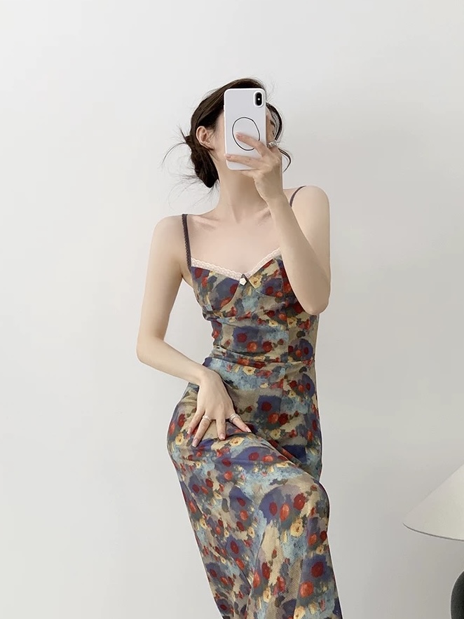 Mayja Vintage Floral Printing Skim Dress