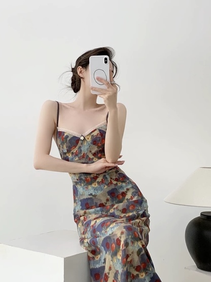 Mayja Vintage Floral Printing Skim Dress