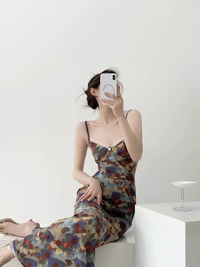 Mayja Vintage Floral Printing Skim Dress