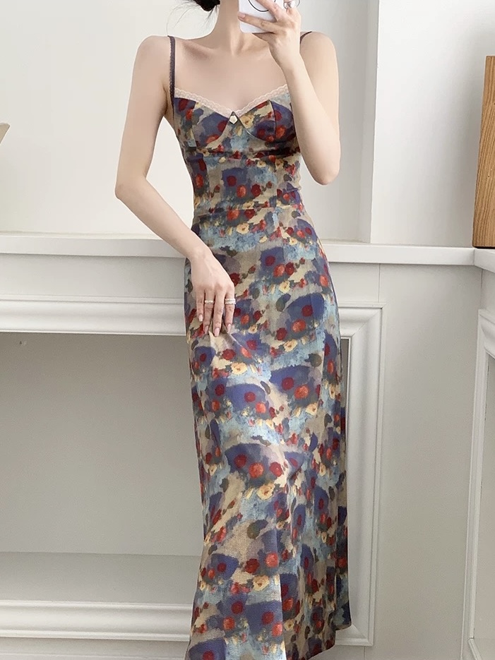 Mayja Vintage Floral Printing Skim Dress