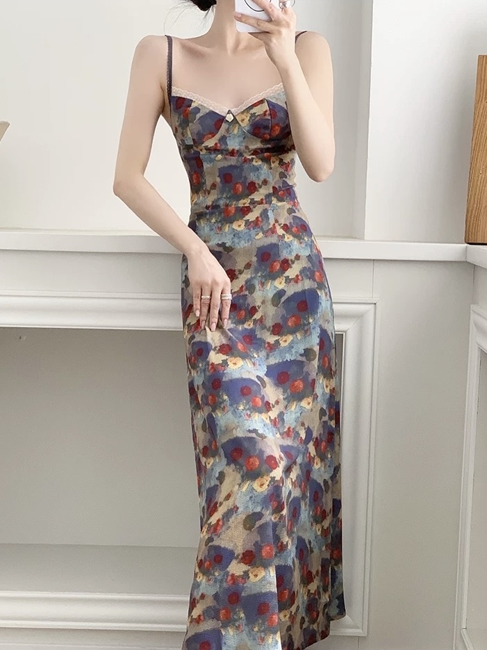 Mayja Vintage Floral Printing Skim Dress