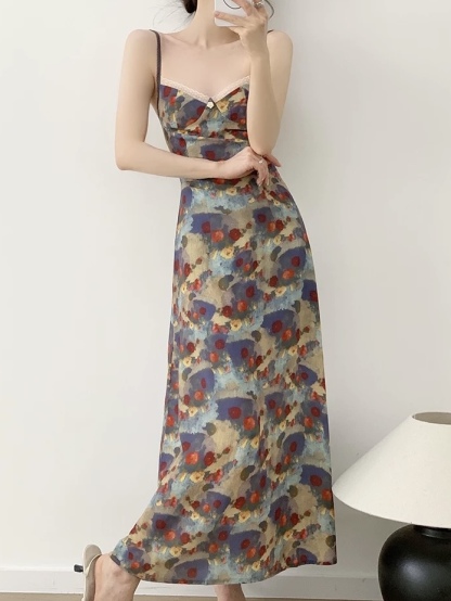 Mayja Vintage Floral Printing Skim Dress