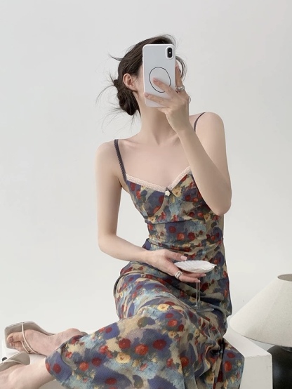 Mayja Vintage Floral Printing Skim Dress