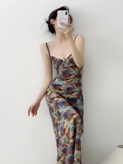 Mayja Vintage Floral Printing Skim Dress