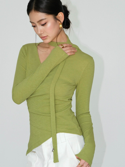 Jeysiah Neck Tie Knit Top-The Black Bow-