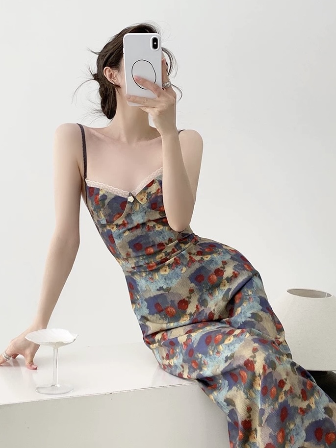 Mayja Vintage Floral Printing Skim Dress