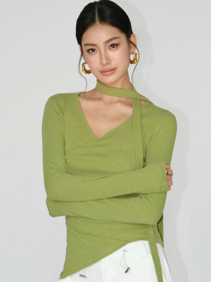 Jeysiah Neck Tie Knit Top-The Black Bow-