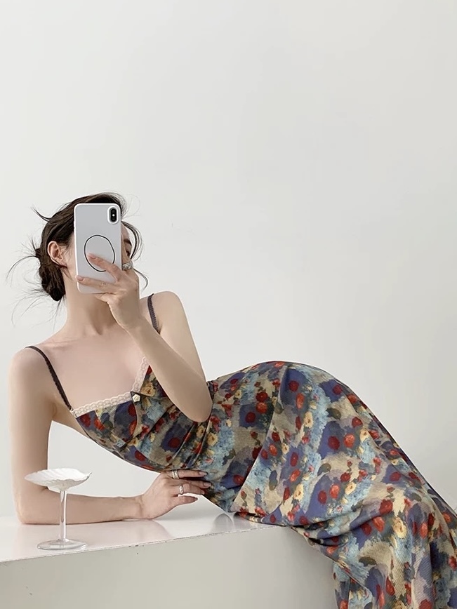 Mayja Vintage Floral Printing Skim Dress