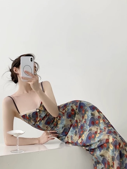 Mayja Vintage Floral Printing Skim Dress