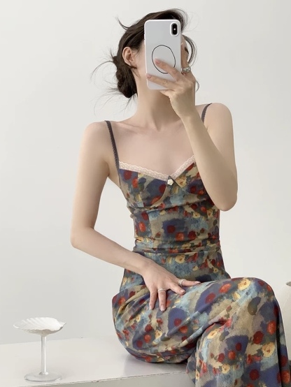 Mayja Vintage Floral Printing Skim Dress