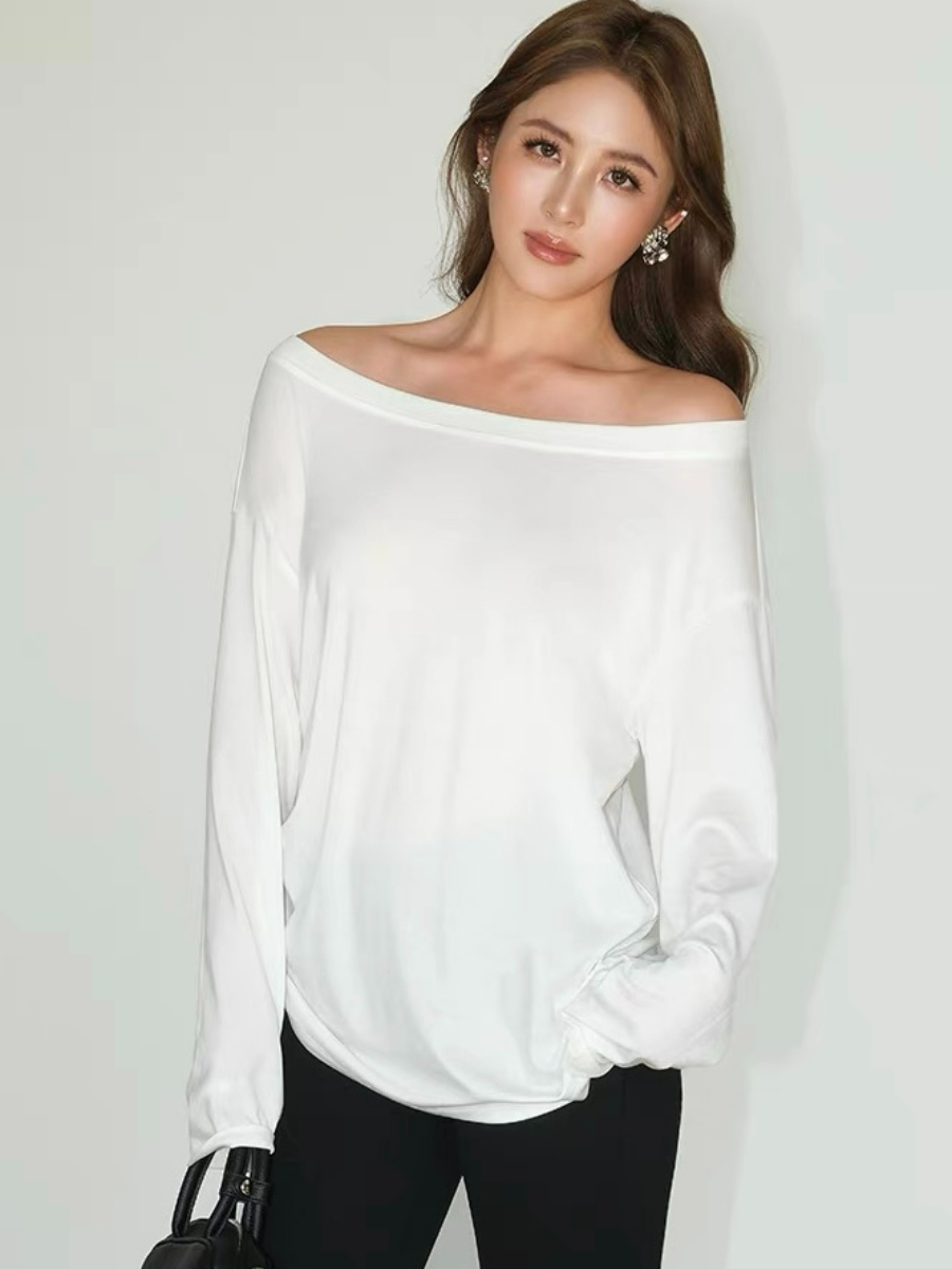 Fauste Side Ruched Long Sleeve Casual Top