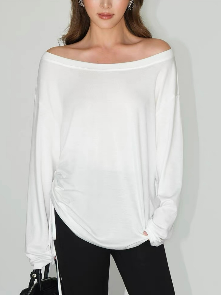 Fauste Side Ruched Long Sleeve Casual Top
