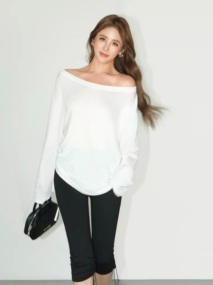 Fauste Side Ruched Long Sleeve Casual Top