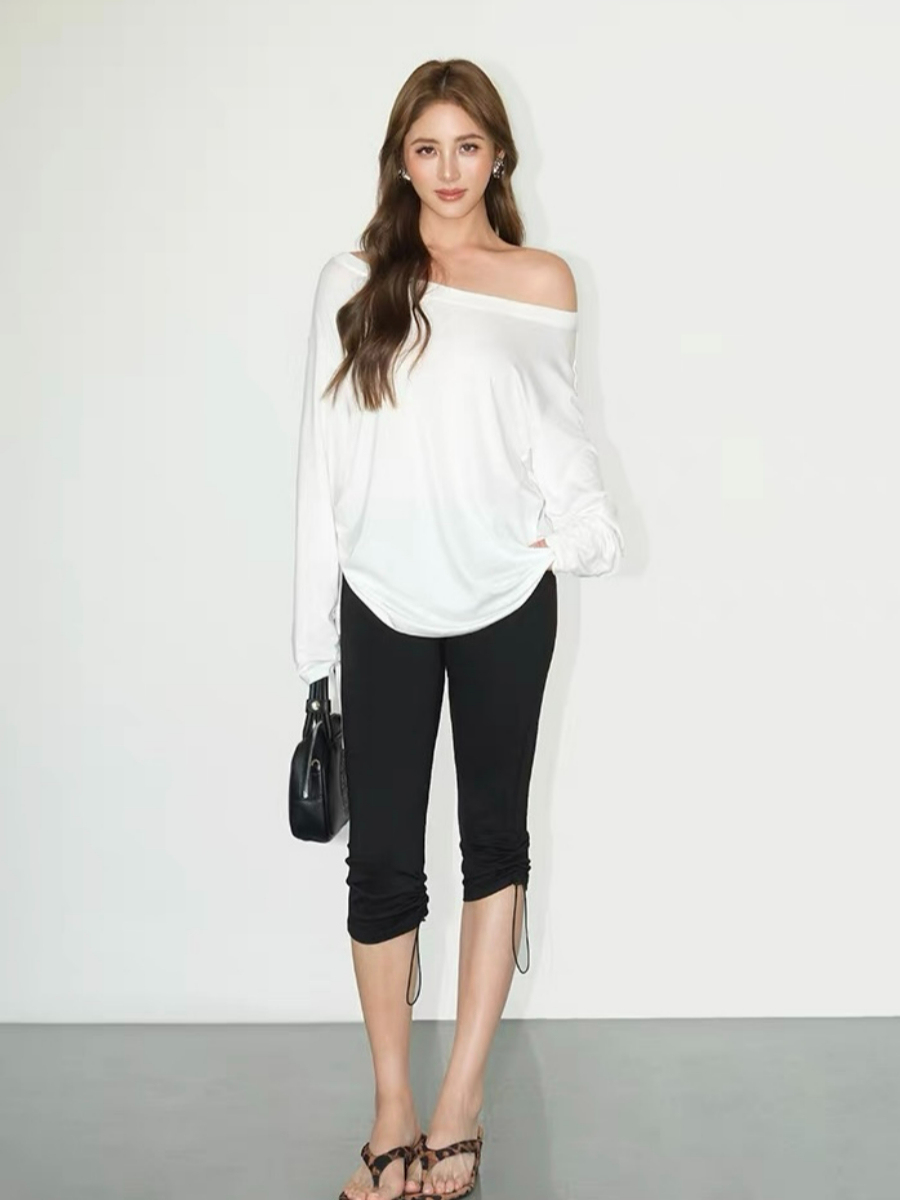Fauste Side Ruched Long Sleeve Casual Top