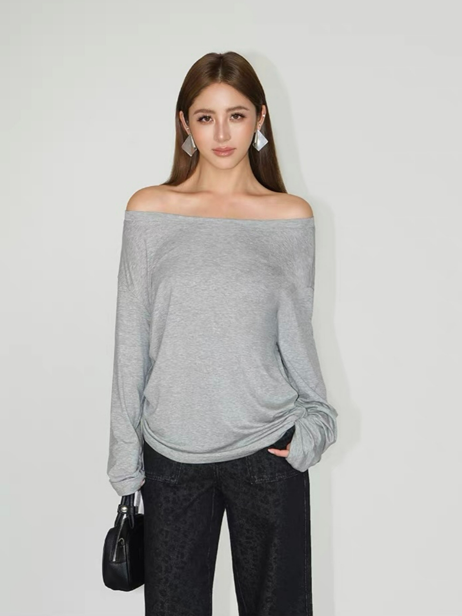 Fauste Side Ruched Long Sleeve Casual Top