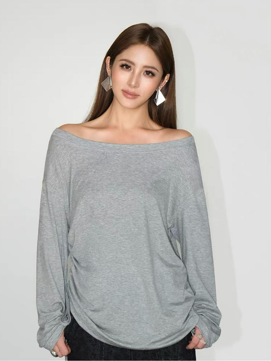 Fauste Side Ruched Long Sleeve Casual Top