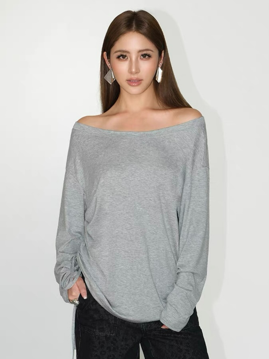 Fauste Side Ruched Long Sleeve Casual Top