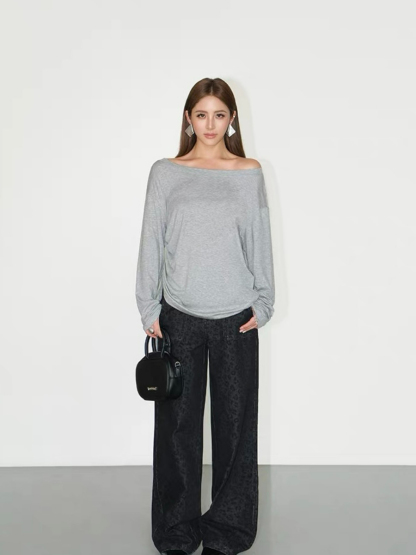 Fauste Side Ruched Long Sleeve Casual Top