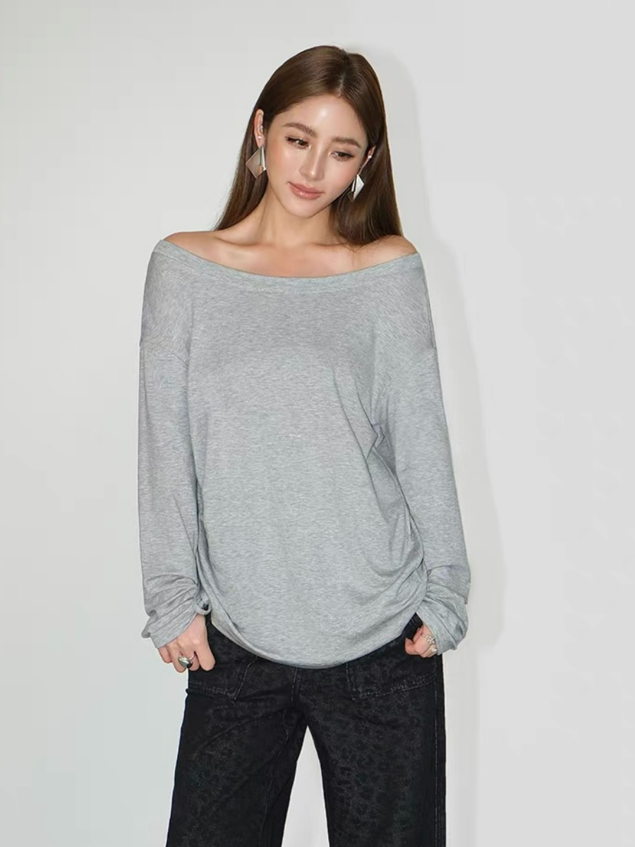 Fauste Side Ruched Long Sleeve Casual Top